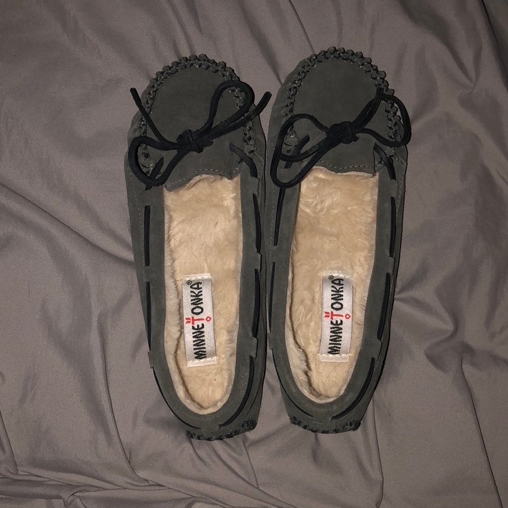 Gray Minnetonka Moccasins